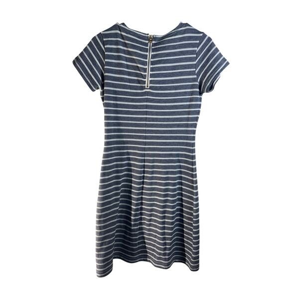 Sail to Sable Dress XS Navy Blue White Stripe Gold Zip Short Sleeve Mini Resort - Picture 8 of 9